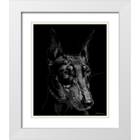 Canine Scratchboard XIII White Modern Wood Framed Art Print with Double Matting by Chapman, Julie T.