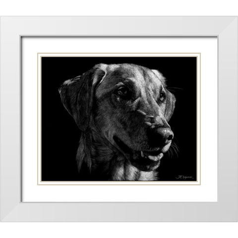Canine Scratchboard XXIV White Modern Wood Framed Art Print with Double Matting by Chapman, Julie T.