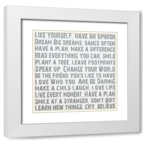 Words White Modern Wood Framed Art Print with Double Matting by James, Andrea