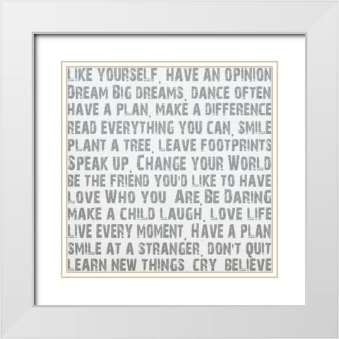 Words White Modern Wood Framed Art Print with Double Matting by James, Andrea