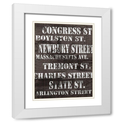Streets of Boston I White Modern Wood Framed Art Print with Double Matting by James, Andrea