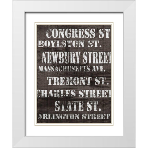 Streets of Boston I White Modern Wood Framed Art Print with Double Matting by James, Andrea