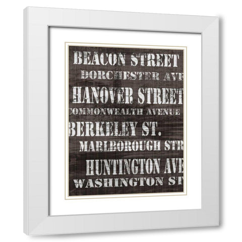 Streets of Boston II White Modern Wood Framed Art Print with Double Matting by James, Andrea