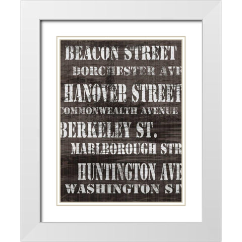 Streets of Boston II White Modern Wood Framed Art Print with Double Matting by James, Andrea
