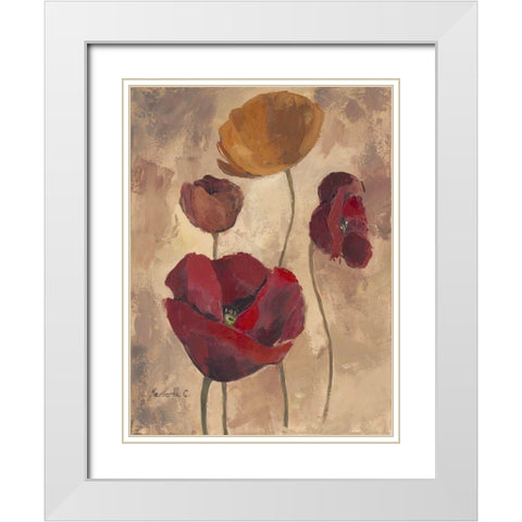 Textured Poppies I White Modern Wood Framed Art Print with Double Matting by Cohen, Marietta