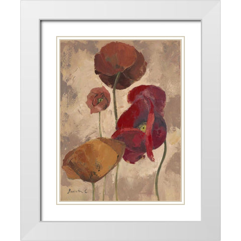 Textured Poppies II White Modern Wood Framed Art Print with Double Matting by Cohen, Marietta