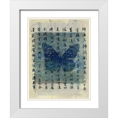 Butterfly Calligraphy II White Modern Wood Framed Art Print with Double Matting by Ray, Elena