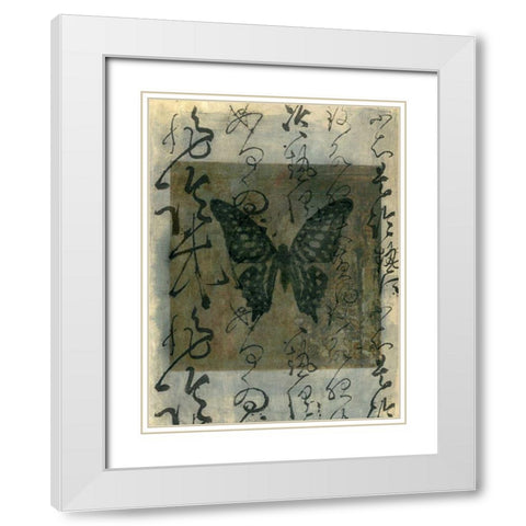 Butterfly Calligraphy III White Modern Wood Framed Art Print with Double Matting by Ray, Elena