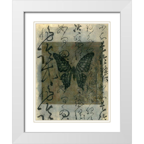 Butterfly Calligraphy III White Modern Wood Framed Art Print with Double Matting by Ray, Elena