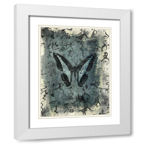 Butterfly Calligraphy IV White Modern Wood Framed Art Print with Double Matting by Ray, Elena