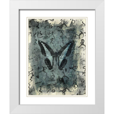 Butterfly Calligraphy IV White Modern Wood Framed Art Print with Double Matting by Ray, Elena