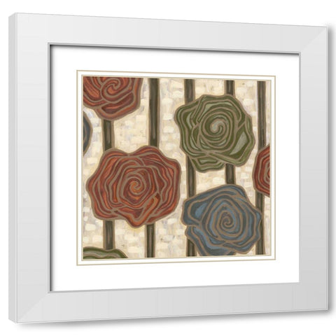 Mod Rosettes I White Modern Wood Framed Art Print with Double Matting by Deans, Karen