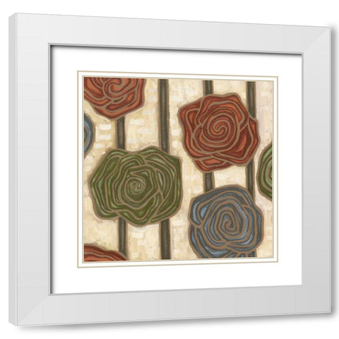 Mod Rosettes II White Modern Wood Framed Art Print with Double Matting by Deans, Karen