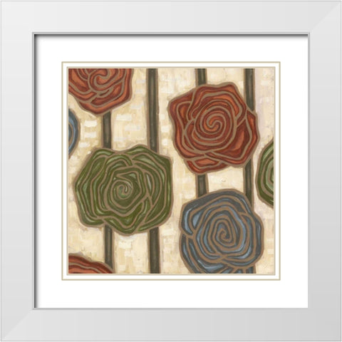 Mod Rosettes II White Modern Wood Framed Art Print with Double Matting by Deans, Karen