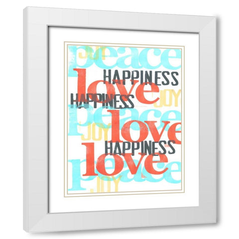 Peace-Love-Joy III White Modern Wood Framed Art Print with Double Matting by Velasquez, Deborah