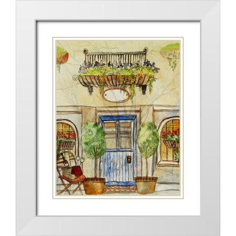 Greek CafT IV White Modern Wood Framed Art Print with Double Matting by Harrington, Danielle