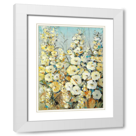 Cluster of Hollyhock I White Modern Wood Framed Art Print with Double Matting by OToole, Tim