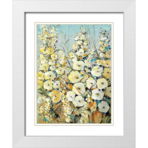 Cluster of Hollyhock I White Modern Wood Framed Art Print with Double Matting by OToole, Tim