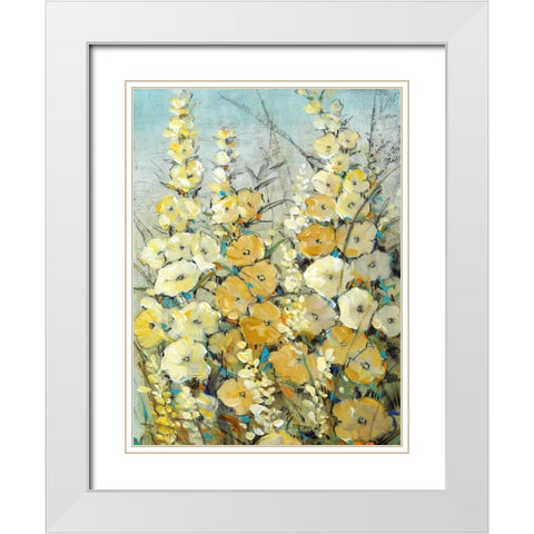 Cluster of Hollyhock II White Modern Wood Framed Art Print with Double Matting by OToole, Tim