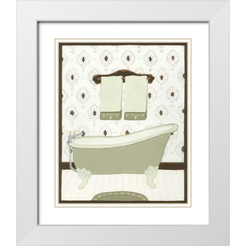 Parisian Bath I White Modern Wood Framed Art Print with Double Matting by Vess, June Erica