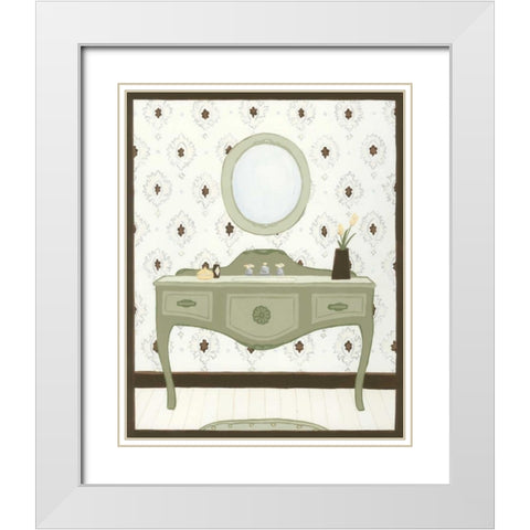 Parisian Bath II White Modern Wood Framed Art Print with Double Matting by Vess, June Erica