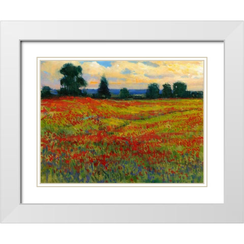 Red Field I White Modern Wood Framed Art Print with Double Matting by OToole, Tim