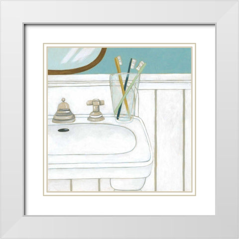 Classic Bath V White Modern Wood Framed Art Print with Double Matting by Zarris, Chariklia