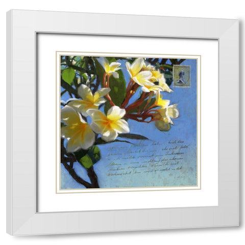 Plumeria and Postage III White Modern Wood Framed Art Print with Double Matting by Novak, Rick