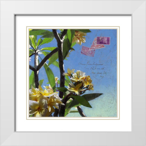 Plumeria and Postage IV White Modern Wood Framed Art Print with Double Matting by Novak, Rick