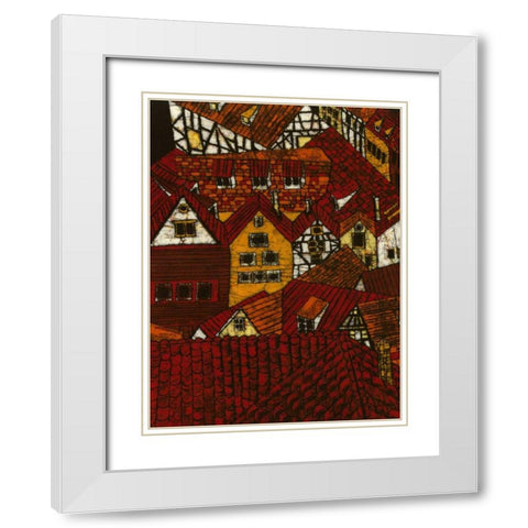 Red Roofs I White Modern Wood Framed Art Print with Double Matting by Davis, Andrea