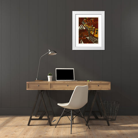 Red Roofs II White Modern Wood Framed Art Print with Double Matting by Davis, Andrea