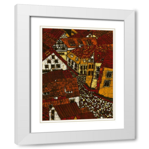 Red Roofs II White Modern Wood Framed Art Print with Double Matting by Davis, Andrea