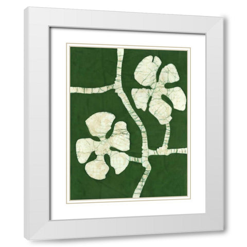 Green Blooms I White Modern Wood Framed Art Print with Double Matting by Davis, Andrea