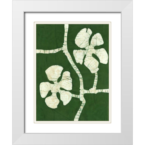 Green Blooms I White Modern Wood Framed Art Print with Double Matting by Davis, Andrea