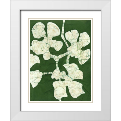Green Blooms II White Modern Wood Framed Art Print with Double Matting by Davis, Andrea