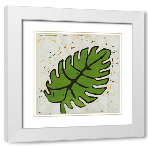 Planta Green I White Modern Wood Framed Art Print with Double Matting by Davis, Andrea