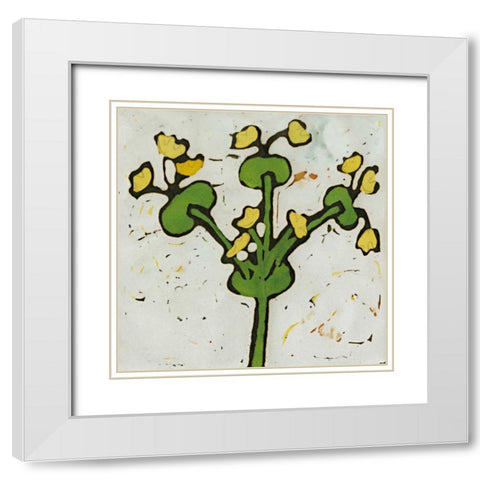 Planta Green II White Modern Wood Framed Art Print with Double Matting by Davis, Andrea