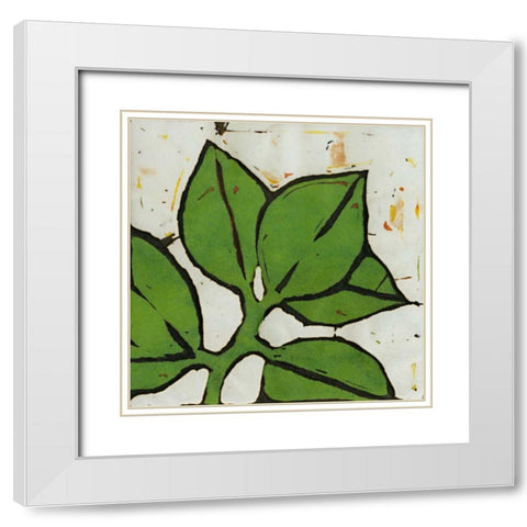 Planta Green III White Modern Wood Framed Art Print with Double Matting by Davis, Andrea