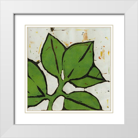 Planta Green III White Modern Wood Framed Art Print with Double Matting by Davis, Andrea