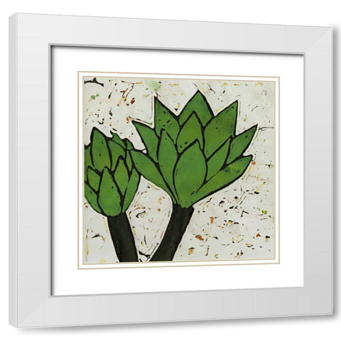 Planta Green VII White Modern Wood Framed Art Print with Double Matting by Davis, Andrea