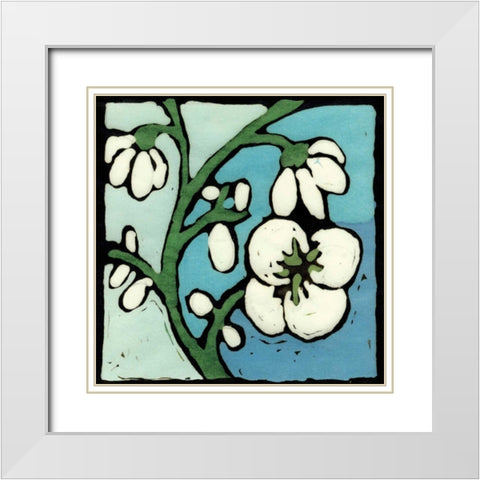 Teal Batik Botanical II White Modern Wood Framed Art Print with Double Matting by Davis, Andrea