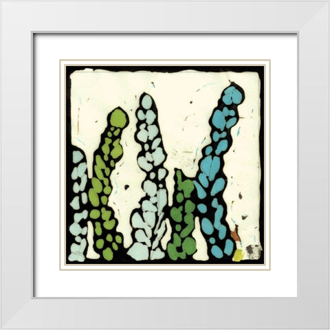 Teal Batik Botanical III White Modern Wood Framed Art Print with Double Matting by Davis, Andrea