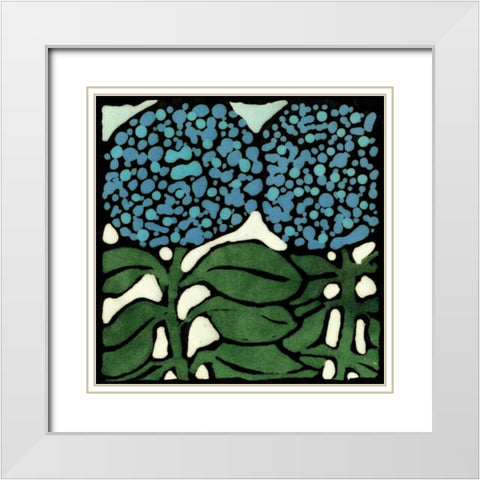 Teal Batik Botanical V White Modern Wood Framed Art Print with Double Matting by Davis, Andrea