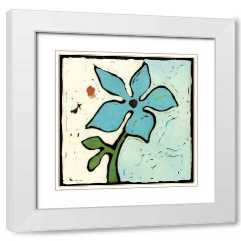 Teal Batik Botanical VI White Modern Wood Framed Art Print with Double Matting by Davis, Andrea