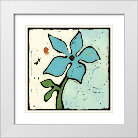 Teal Batik Botanical VI White Modern Wood Framed Art Print with Double Matting by Davis, Andrea