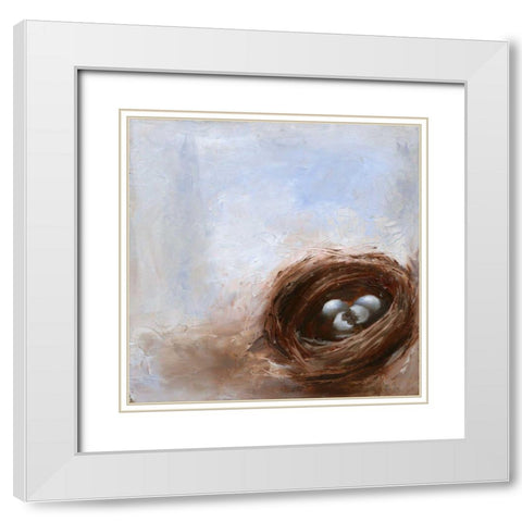 Nested Eggs I White Modern Wood Framed Art Print with Double Matting by Nichols, Liz