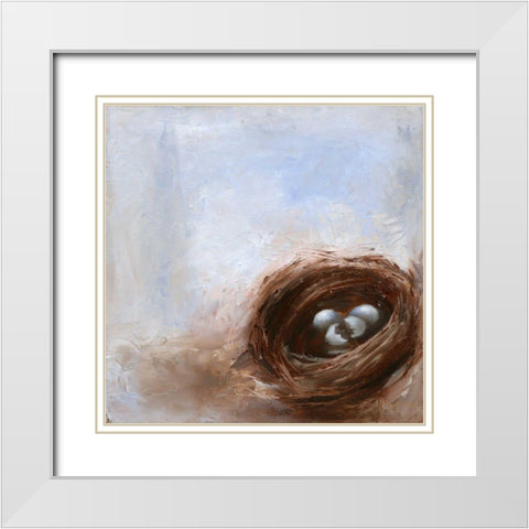 Nested Eggs I White Modern Wood Framed Art Print with Double Matting by Nichols, Liz