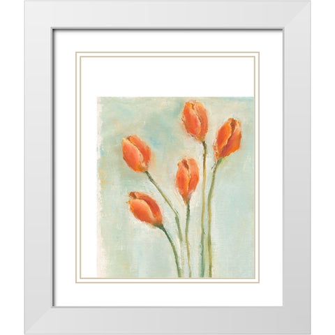 Painted Tulips I White Modern Wood Framed Art Print with Double Matting by Nichols, Liz