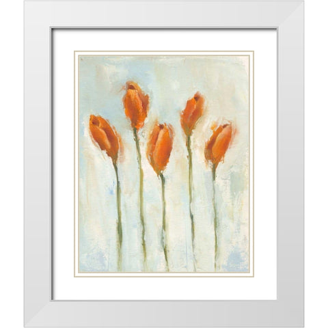 Painted Tulips III White Modern Wood Framed Art Print with Double Matting by Nichols, Liz