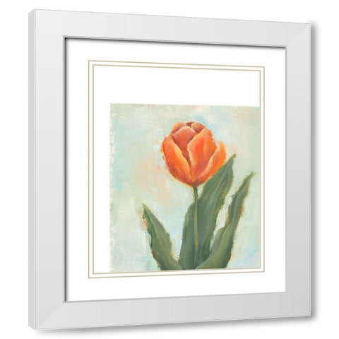 Painted Tulips IV White Modern Wood Framed Art Print with Double Matting by Nichols, Liz
